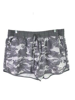 Womens Reebok Gray Camo Running Shorts Built In Liner Polyester Blend Stretch XL